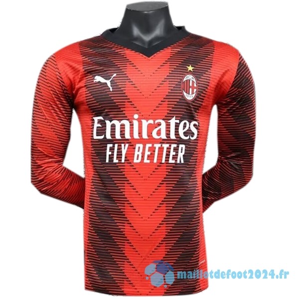 Nouveau Domicile Joueurs Maillot Manches Longues AC Milan 2023 2024 Rouge