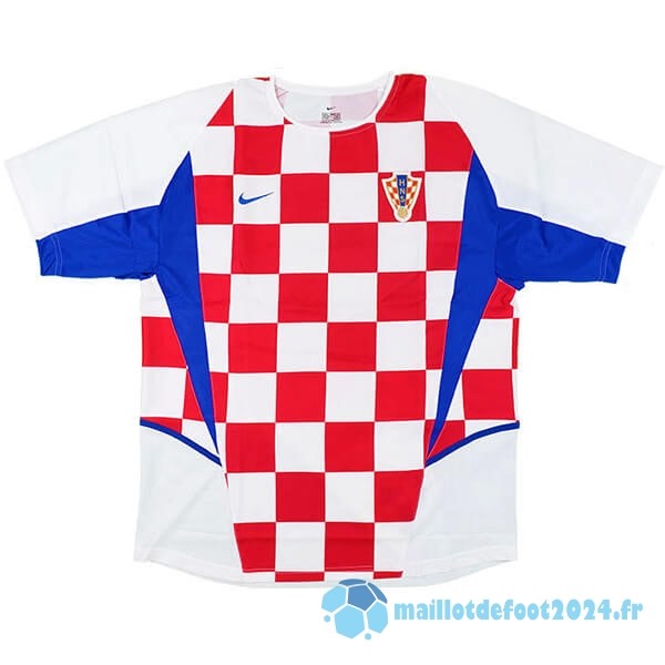 Nouveau Domicile Maillot Croatie Retro 2002 Blanc Rouge