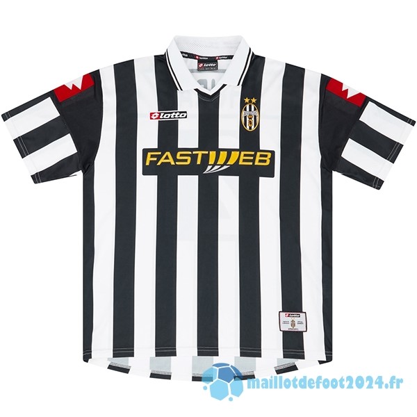 Nouveau Domicile Maillot Juventus Retro 2001 2002 Noir Blanc