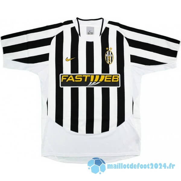 Nouveau Domicile Maillot Juventus Retro 2003 2004 Noir Blanc