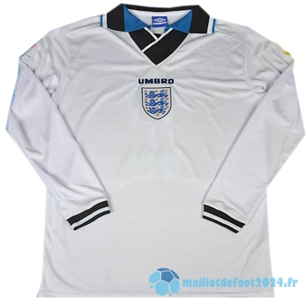 Nouveau Domicile Maillot Manches Longues Angleterre Retro 1996 Blanc