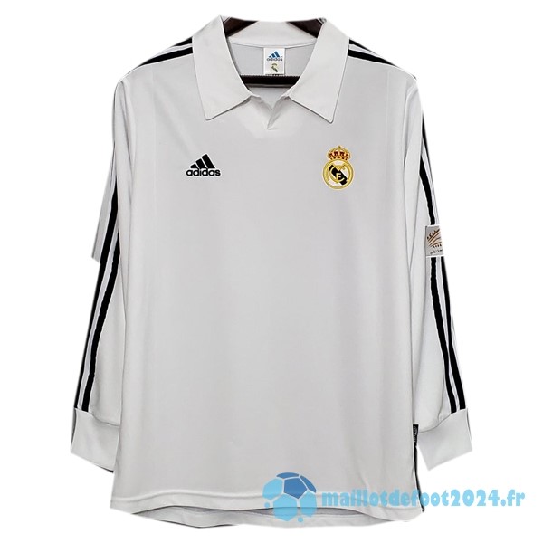 Nouveau Domicile Maillot Manches Longues Real Madrid Retro 2001 2002 Blanc