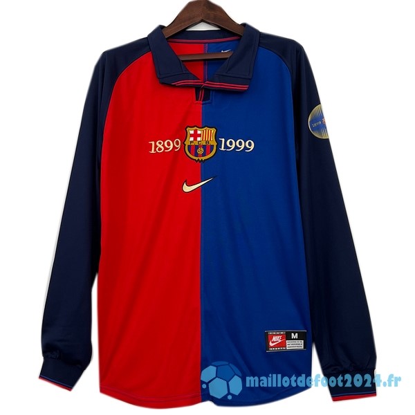 Nouveau Domicile Manches Longues Barcelona Retro 1899 1999 Bleu Rouge