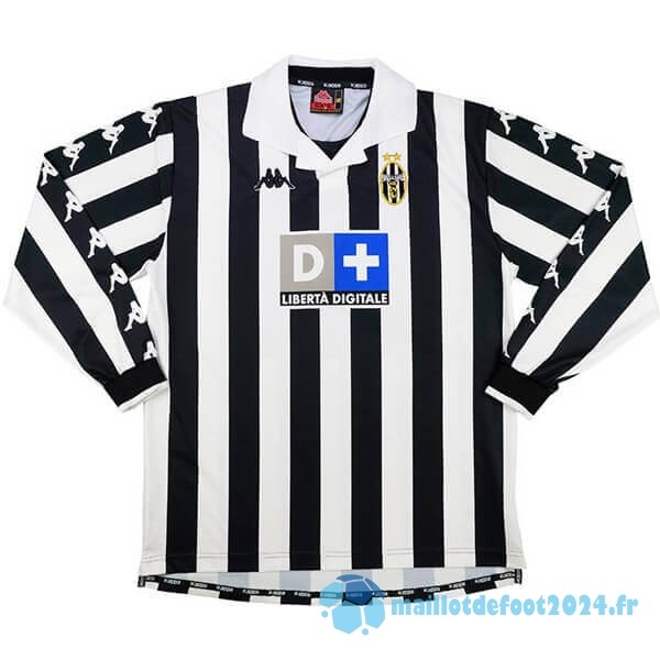 Nouveau Domicile Manches Longues Juventus Retro 1999 2000 Noir Blanc