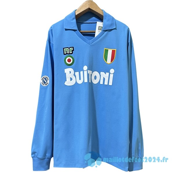 Nouveau Domicile Manches Longues Napoli Retro 1987 1988 Bleu