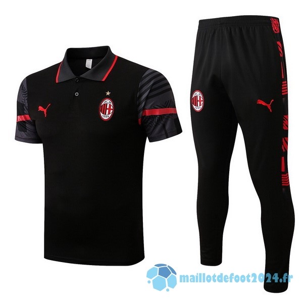 Nouveau Ensemble Complet Polo AC Milan 2022 2023 Noir Rouge