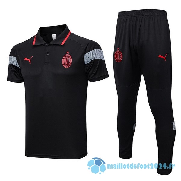 Nouveau Ensemble Complet Polo AC Milan 2023 2024 Noir Rouge