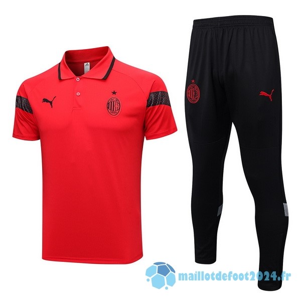 Nouveau Ensemble Complet Polo AC Milan 2023 2024 Rouge Noir