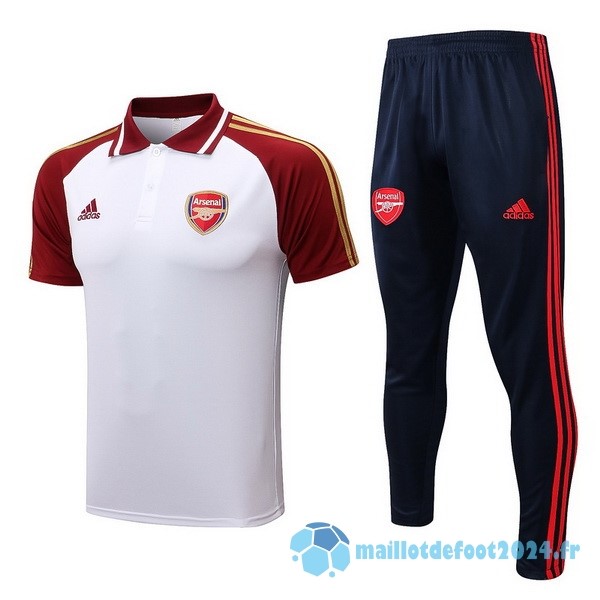 Nouveau Ensemble Complet Polo Arsenal 2022 2023 Blanc Rouge Noir