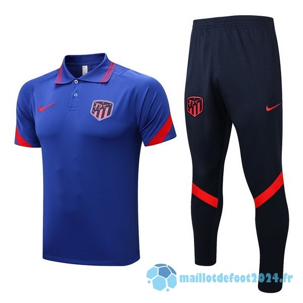 Nouveau Ensemble Complet Polo Atlético Madrid 2022 2023 Bleu Noir