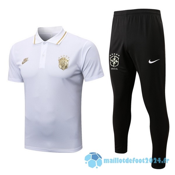 Nouveau Ensemble Complet Polo Brésil 2022 Blanc Noir