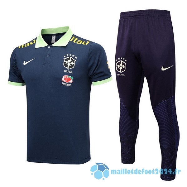 Nouveau Ensemble Complet Polo Brésil 2023 Bleu Marine I Vert