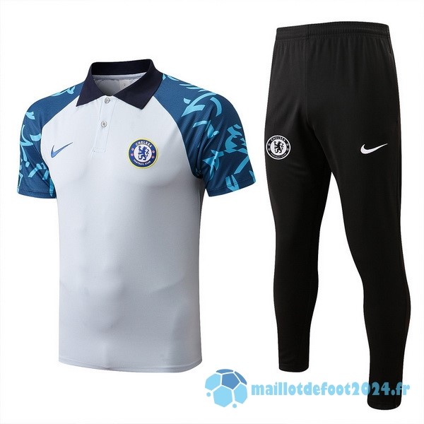 Nouveau Ensemble Complet Polo Chelsea 2022 2023 Blanc Noir