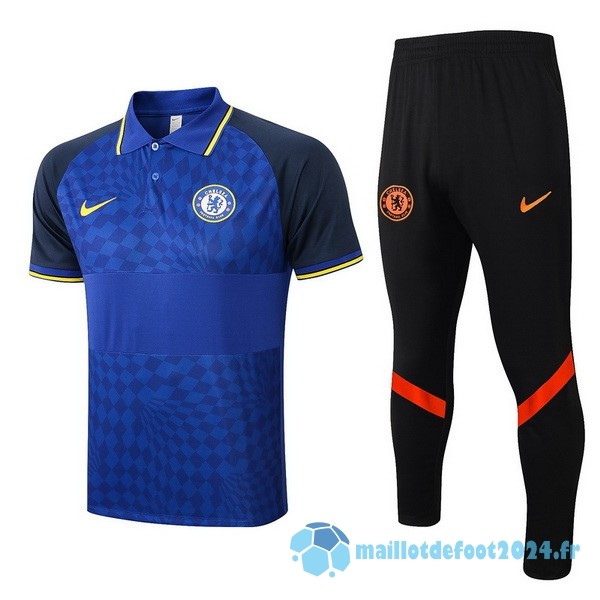 Nouveau Ensemble Complet Polo Chelsea 2022 2023 Bleu Noir