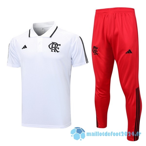 Nouveau Ensemble Complet Polo Flamengo 2023 2024 Blanc Rouge