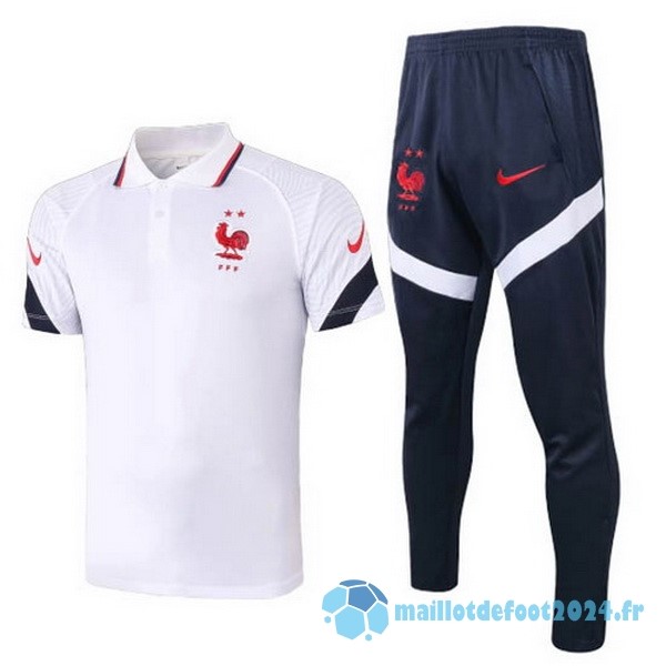 Nouveau Ensemble Complet Polo France 2020 Blanc Bleu