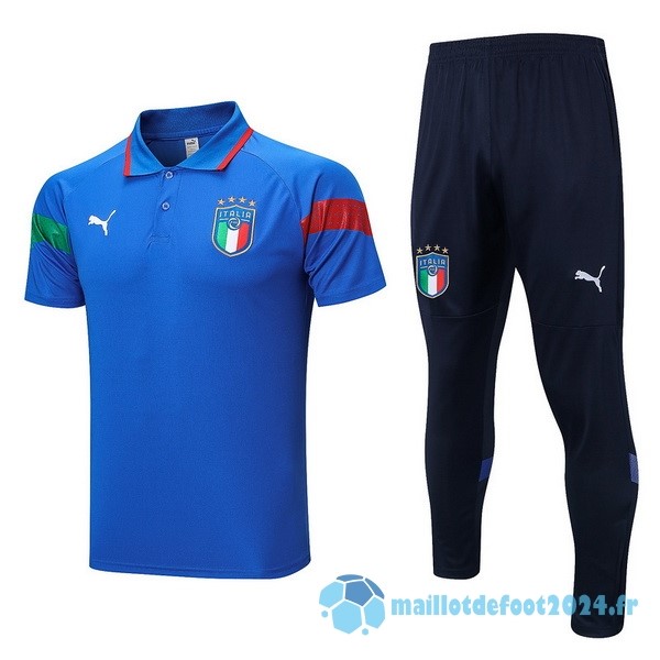 Nouveau Ensemble Complet Polo Italie 2022 Bleu