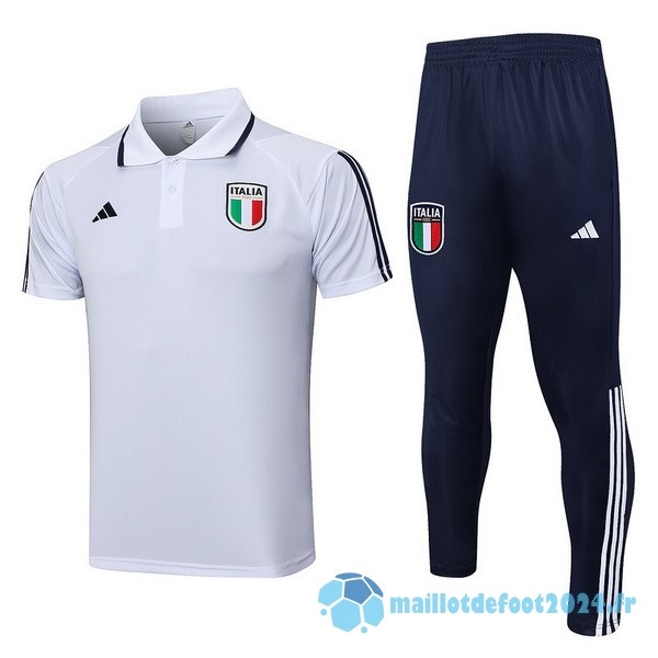 Nouveau Ensemble Complet Polo Italie 2023 Blanc Bleu