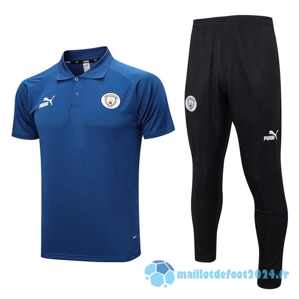 Nouveau Ensemble Complet Polo Manchester City 2023 2024 Bleu Marine Noir