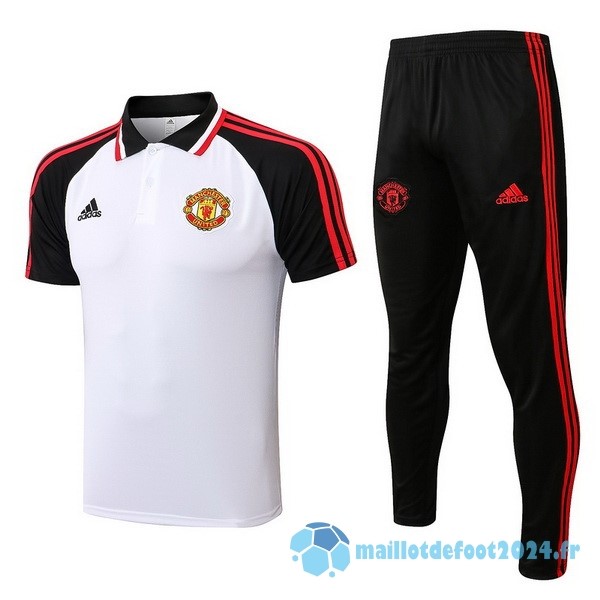 Nouveau Ensemble Complet Polo Manchester United 2022 2023 Blanc Noir Rouge