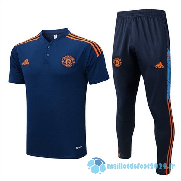 Nouveau Ensemble Complet Polo Manchester United 2022 2023 Bleu Orange