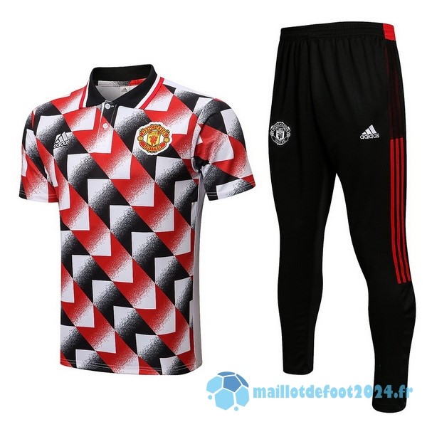 Nouveau Ensemble Complet Polo Manchester United 2022 2023 Rouge Blanc Noir