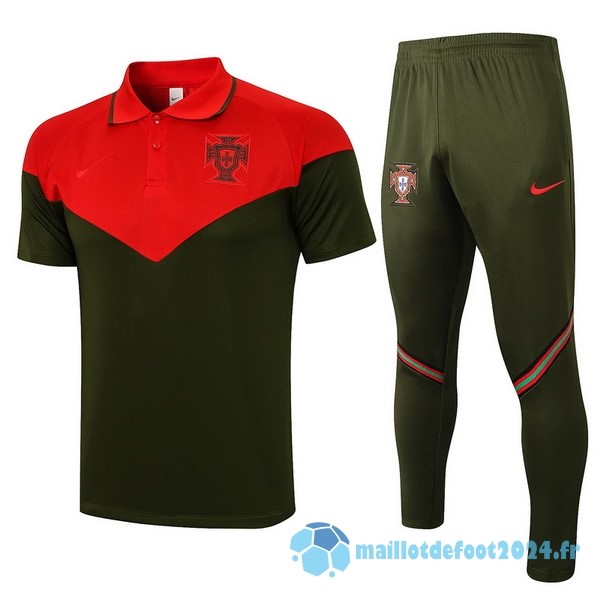 Nouveau Ensemble Complet Polo Portugal 2021 Rouge Noir Vert