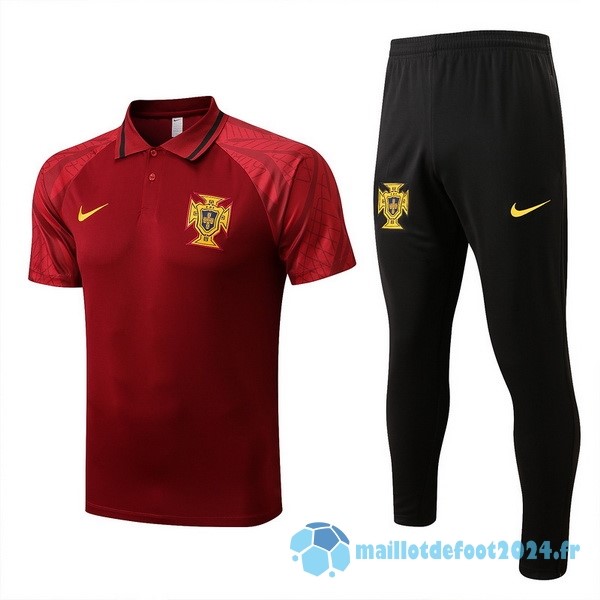 Nouveau Ensemble Complet Polo Portugal 2022 Rouge Noir