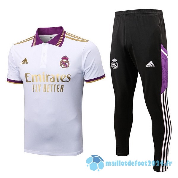 Nouveau Ensemble Complet Polo Real Madrid 2022 2023 Blanc Purpura