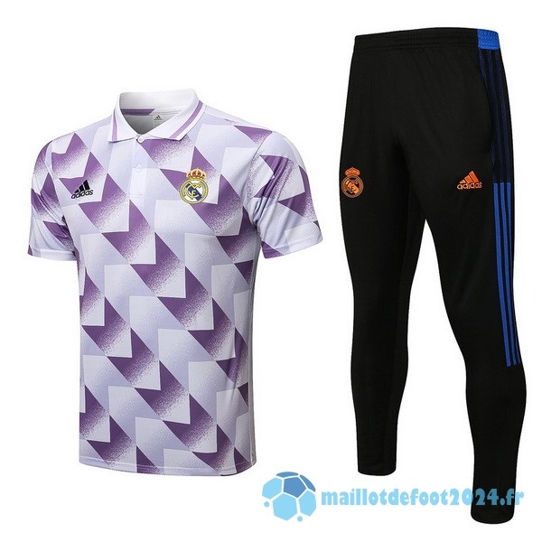 Nouveau Ensemble Complet Polo Real Madrid 2022 2023 Purpura Blanc