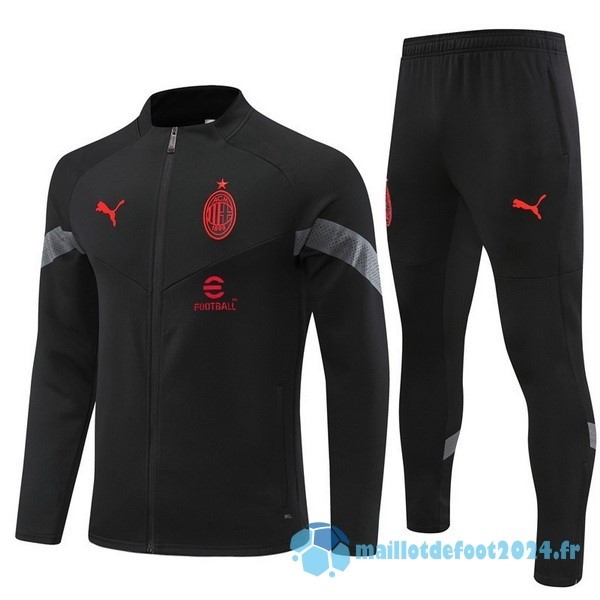 Nouveau Ensemble Complet Ropa Deportiva Con Cremallera Larga AC Milan 2022 2023 II Noir