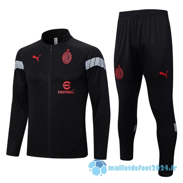 Nouveau Ensemble Complet Ropa Deportiva Con Cremallera Larga AC Milan 2022 2023 I Noir