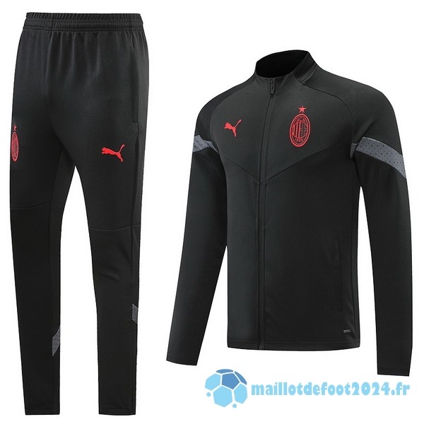 Nouveau Ensemble Complet Ropa Deportiva Con Cremallera Larga AC Milan 2022 2023 Noir