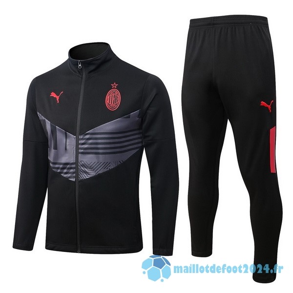 Nouveau Ensemble Complet Ropa Deportiva Con Cremallera Larga AC Milan 2022 2023 Noir Gris