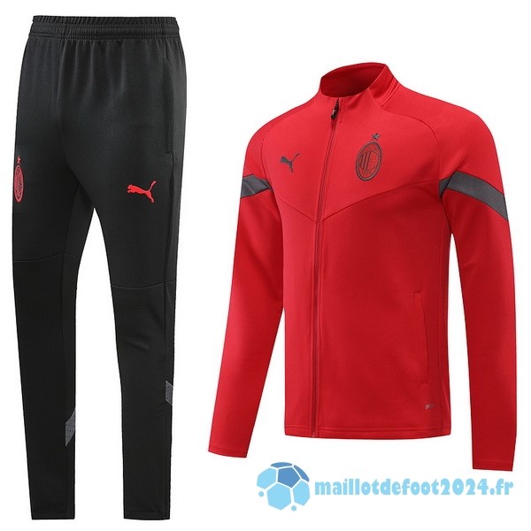 Nouveau Ensemble Complet Ropa Deportiva Con Cremallera Larga AC Milan 2022 2023 Noir Rouge