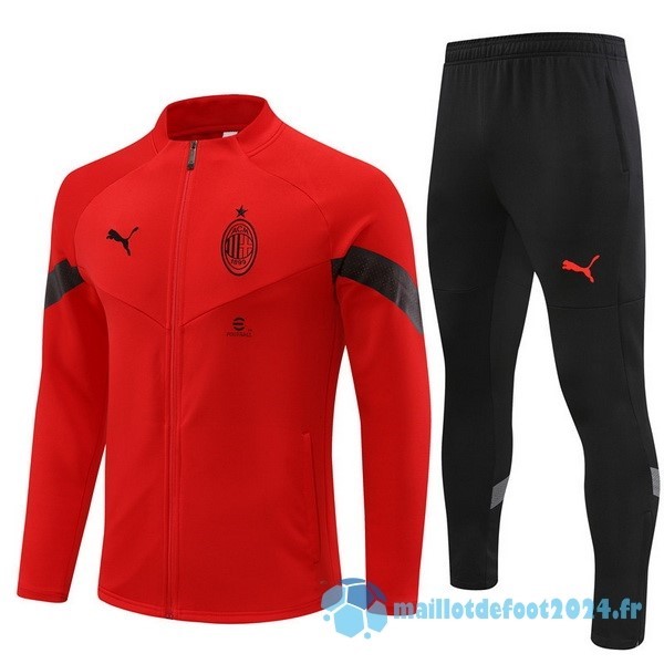 Nouveau Ensemble Complet Ropa Deportiva Con Cremallera Larga AC Milan 2022 2023 Rouge II Noir