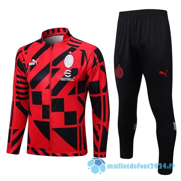 Nouveau Ensemble Complet Ropa Deportiva Con Cremallera Larga AC Milan 2022 2023 Rouge I Noir