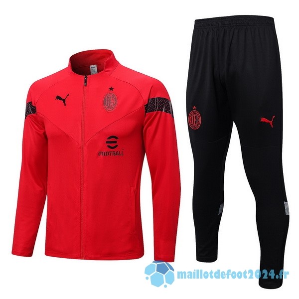 Nouveau Ensemble Complet Ropa Deportiva Con Cremallera Larga AC Milan 2022 2023 Rouge Noir