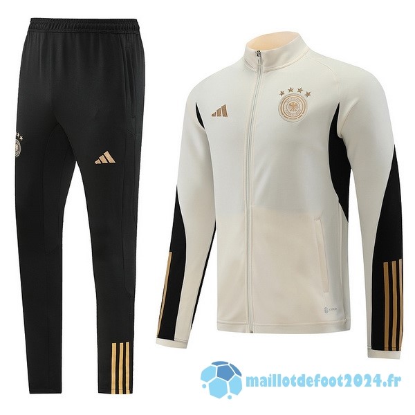 Nouveau Ensemble Complet Ropa Deportiva Con Cremallera Larga Allemagne 2022 Blanc I Noir