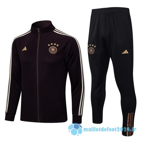 Nouveau Ensemble Complet Ropa Deportiva Con Cremallera Larga Allemagne 2022 Bordeaux I Noir