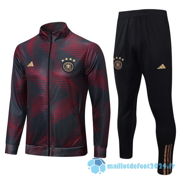 Nouveau Ensemble Complet Ropa Deportiva Con Cremallera Larga Allemagne 2022 Bordeaux Noir