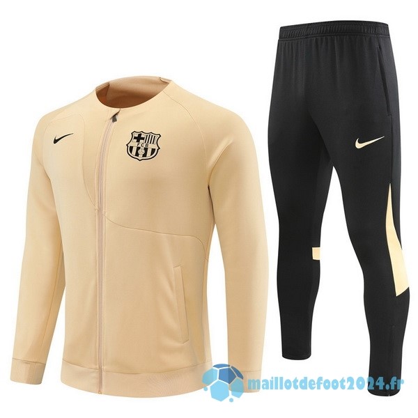 Nouveau Ensemble Complet Ropa Deportiva Con Cremallera Larga Enfant Barcelona 2022 2023 Jaune Noir