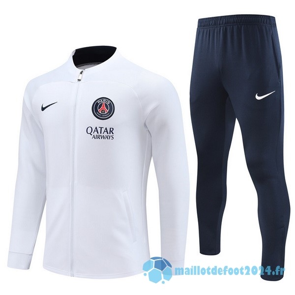 Nouveau Ensemble Complet Ropa Deportiva Con Cremallera Larga Paris Saint Germain 2022 2023 Blanc I Bleu