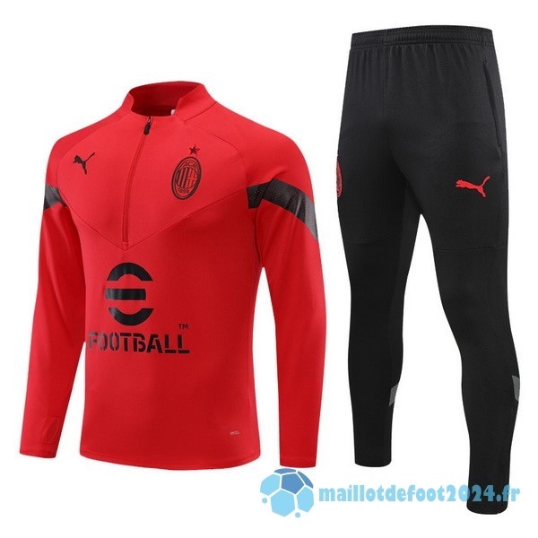 Nouveau Ensemble Complet Sudadera Entrainement AC Milan 2022 2023 Rouge I Noir