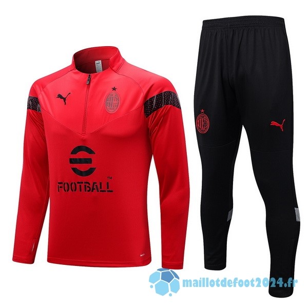 Nouveau Ensemble Complet Sudadera Entrainement AC Milan 2022 2023 Rouge Noir