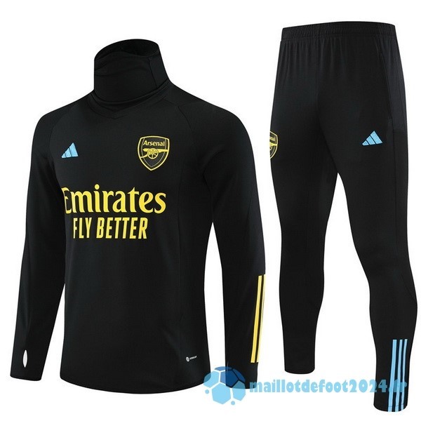 Nouveau Ensemble Complet Sudadera Entrainement Arsenal 2023 2024 Noir I Jaune