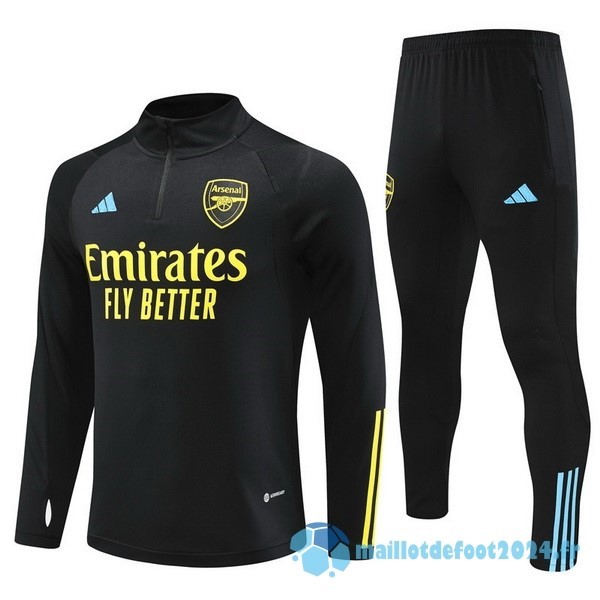 Nouveau Ensemble Complet Sudadera Entrainement Arsenal 2023 2024 Noir Jaune