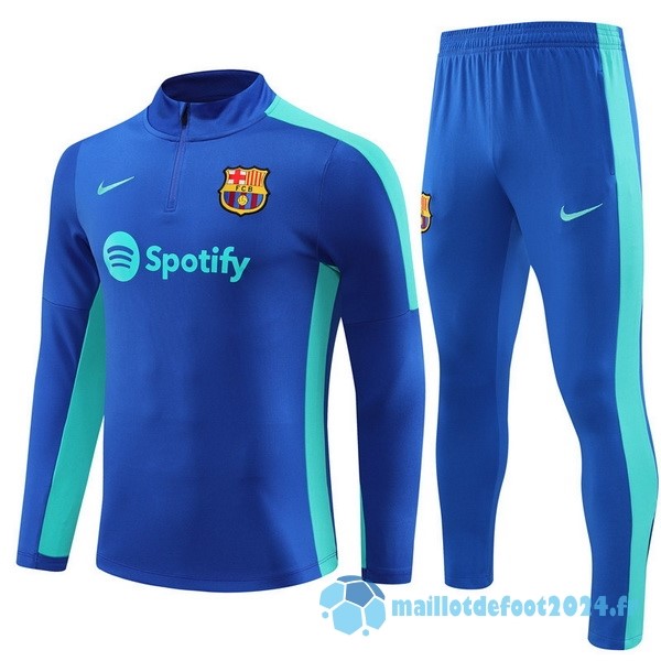 Nouveau Ensemble Complet Sudadera Entrainement Barcelona Enfant 2023 2024 Bleu Vert