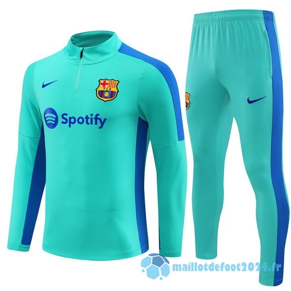 Nouveau Ensemble Complet Sudadera Entrainement Barcelona Enfant 2023 2024 Vert Bleu