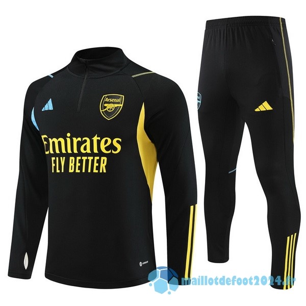 Nouveau Ensemble Complet Sudadera Entrainement Enfant Arsenal 2023 2024 Noir III Jaune